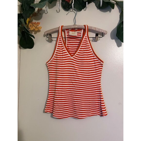 Anthropologie Maeve Tops - Anthropologie Maeve Striped Navy V-neck Tank Top Racerback Size XS Nautical Summ